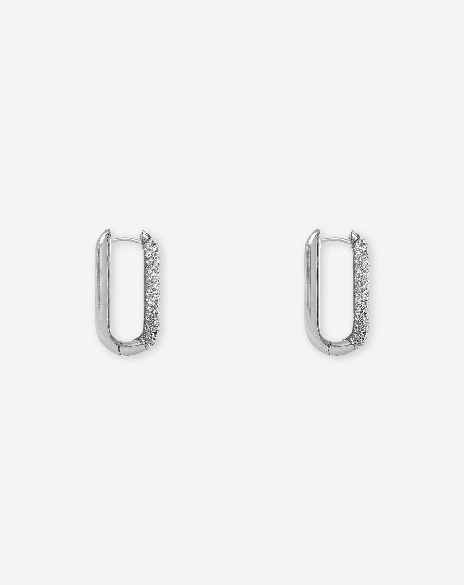 EVA DIAMOND SQUARE HOOP EARRING SILVER