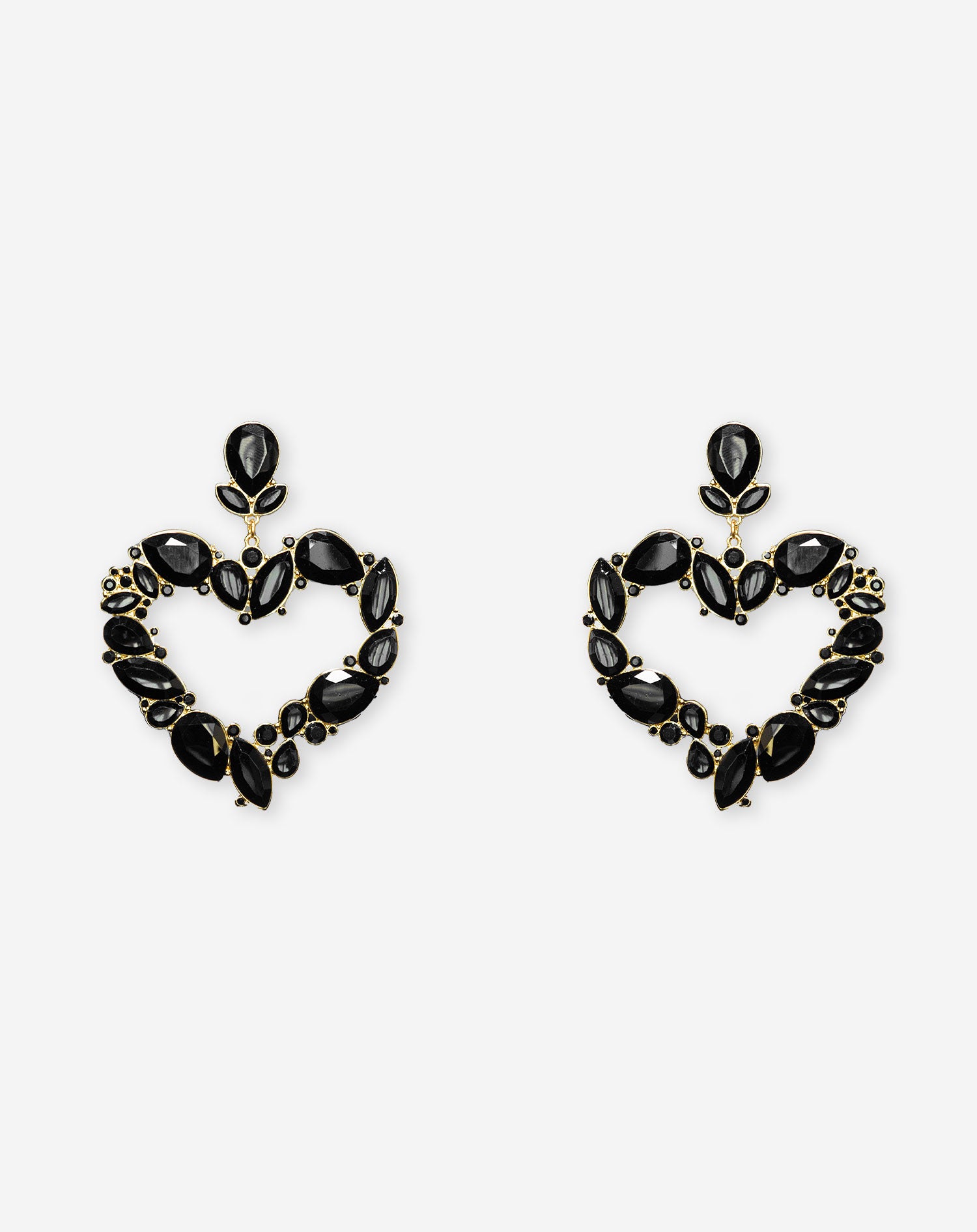 BIG HEART STRASS EARRINGS BLACK