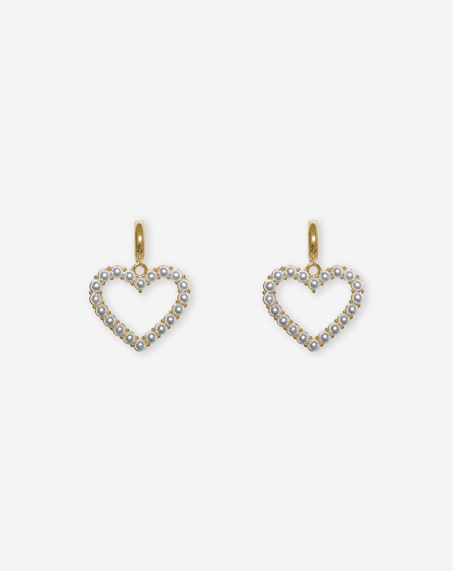 PEARL OPEN HEART EARRINGS GOLD