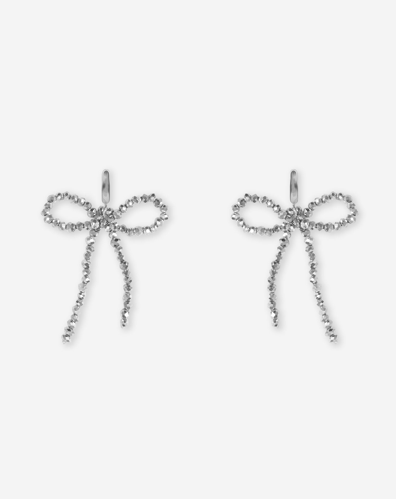 BOW BEADS EARRINGS SILVER