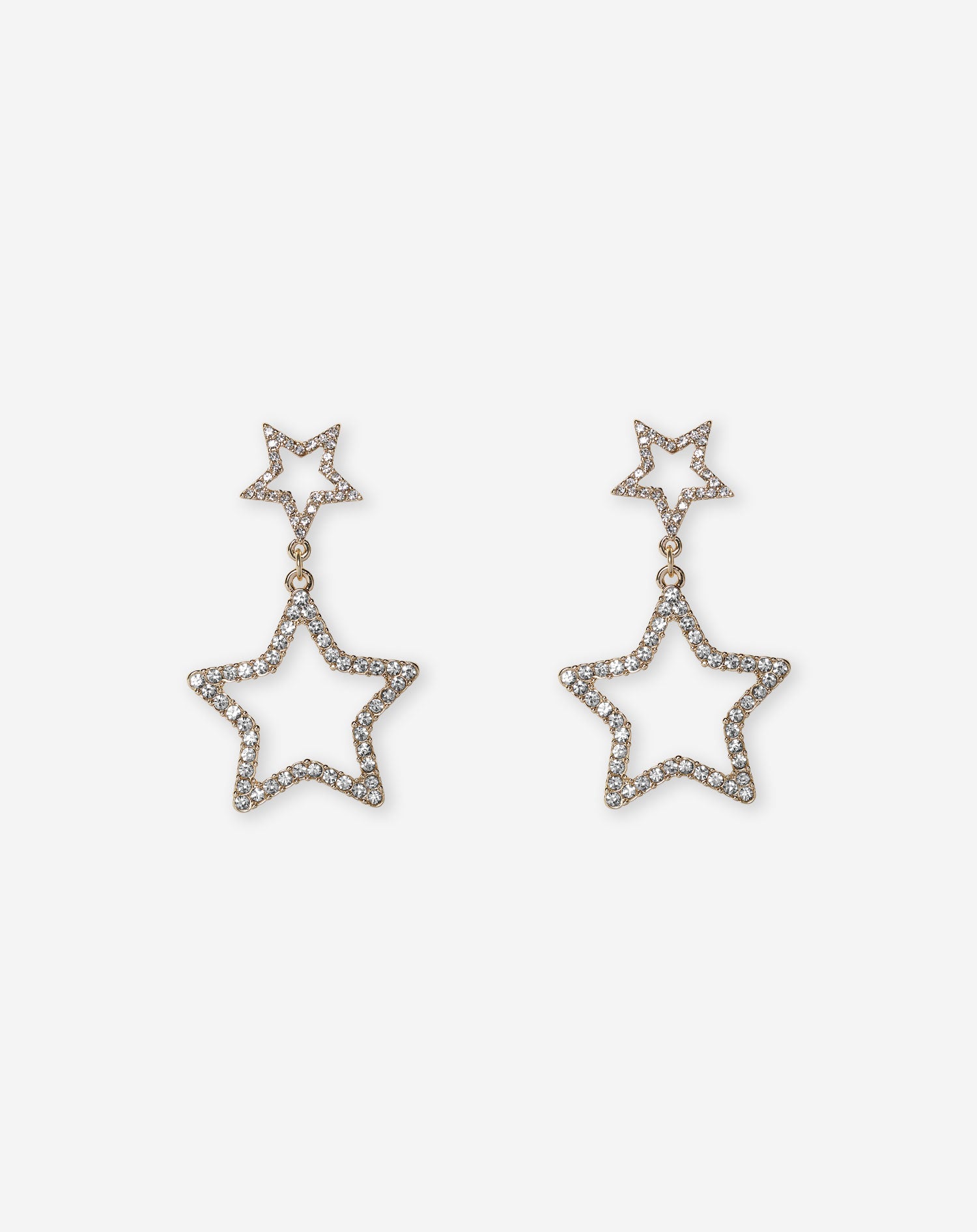 DOUBLE STAR STRASS EARRINGS GOLD