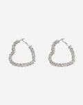 HEART DIAMOND HOOP EARRINGS SILVER 1
