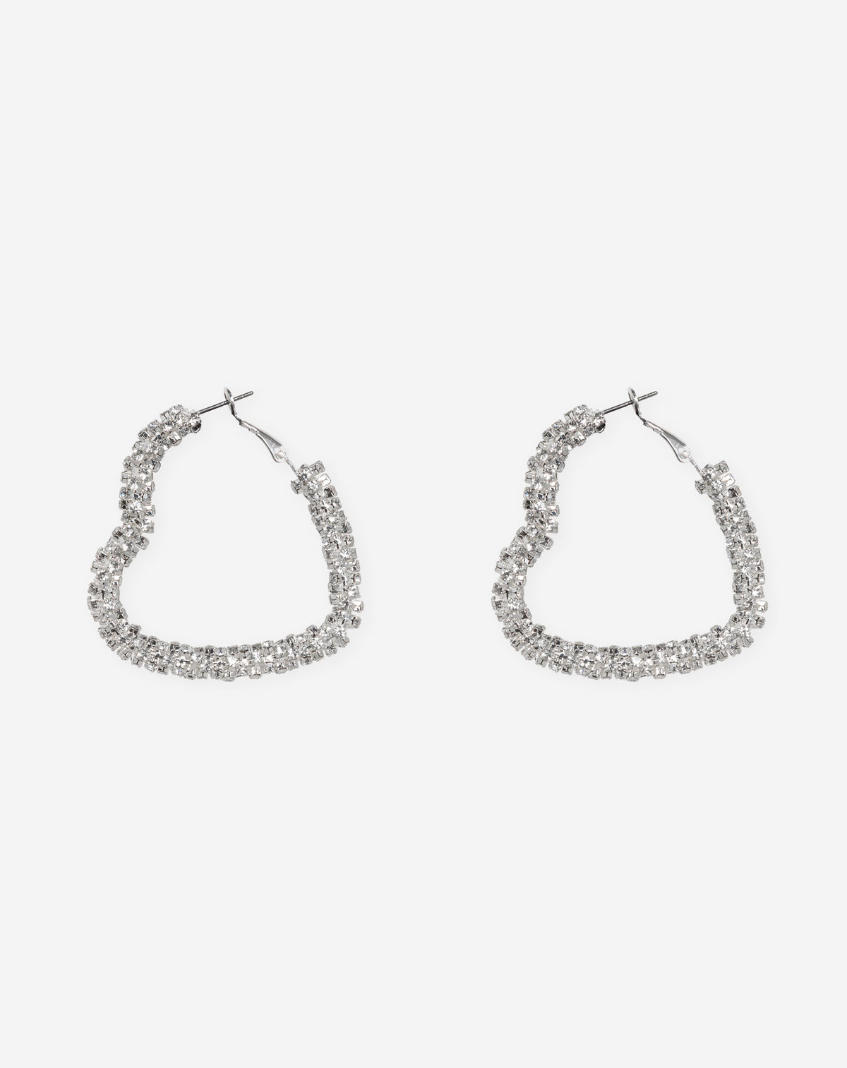 HEART DIAMOND HOOP EARRINGS SILVER 1