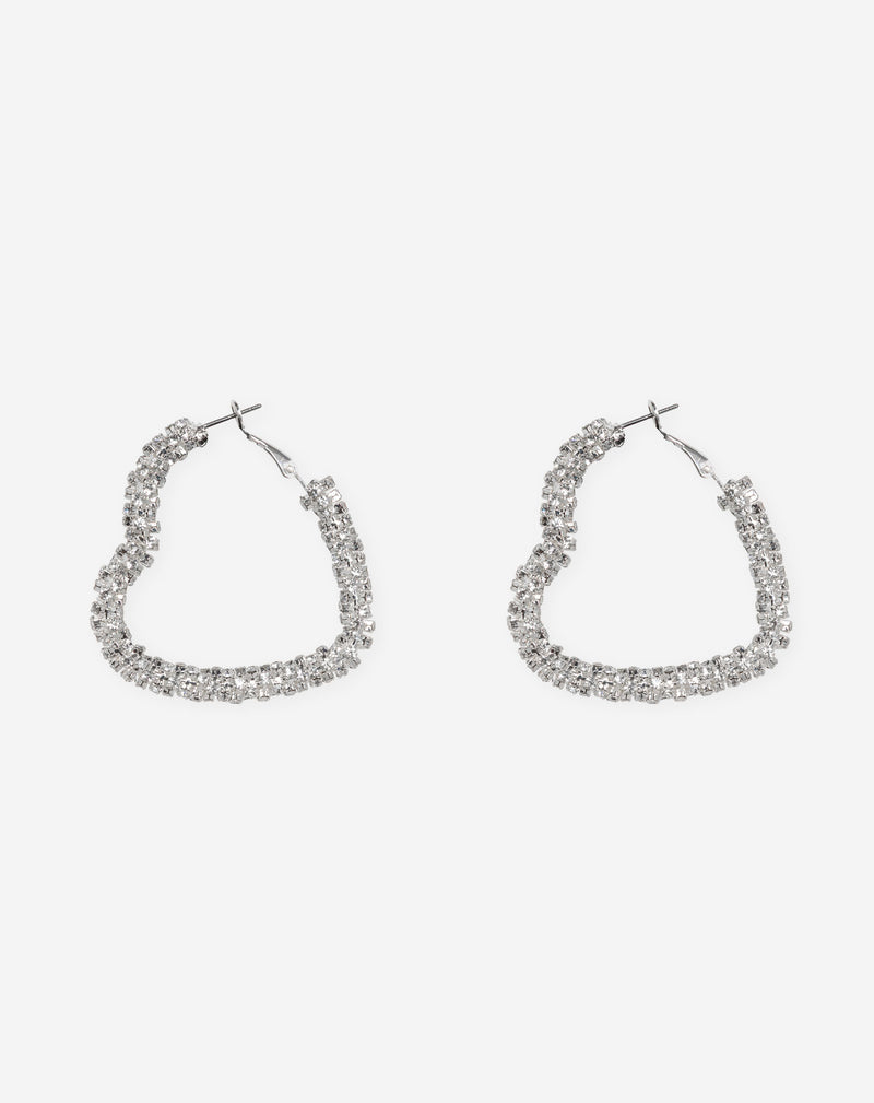 HEART DIAMOND HOOP EARRINGS SILVER 1