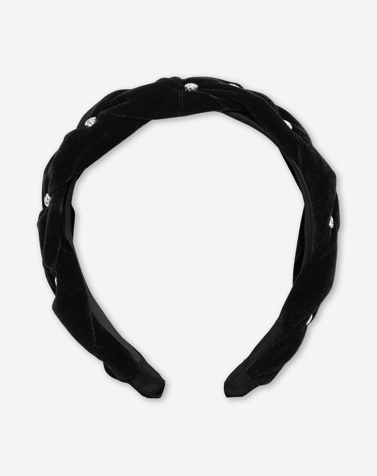 VELVET DIAMOND BOW HEADBAND BLACK