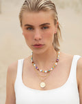 FLOWER  BEADS LAYERED NECKLACE