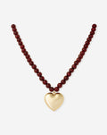 HEART COLORED BEADS NECKLACE BURGUNDY