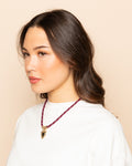 HEART CORD NECKLACE BURGUNDY