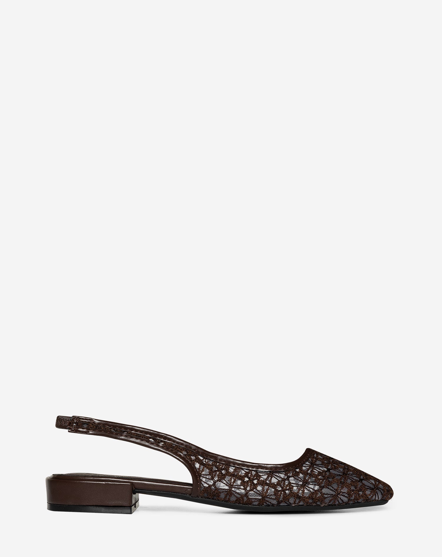 BRODERIE SLINGBACK FLATS BROWN