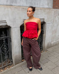 COTTON PEPLUM BUBBLE HEM TOP ROOD