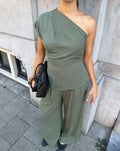 LUNA VISCOSE TOP OLIJFGROEN