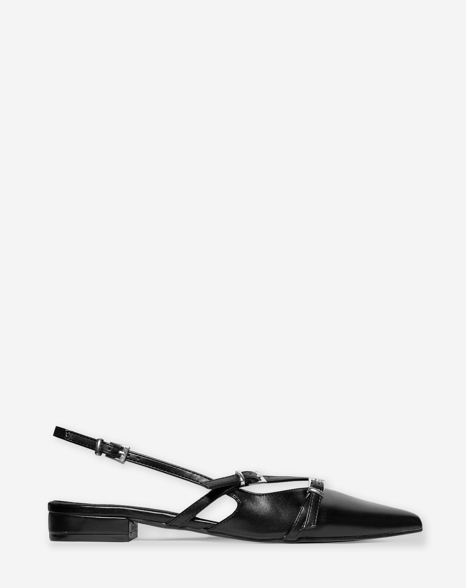 BUCKLE SLINGBACK FLATS BLACK