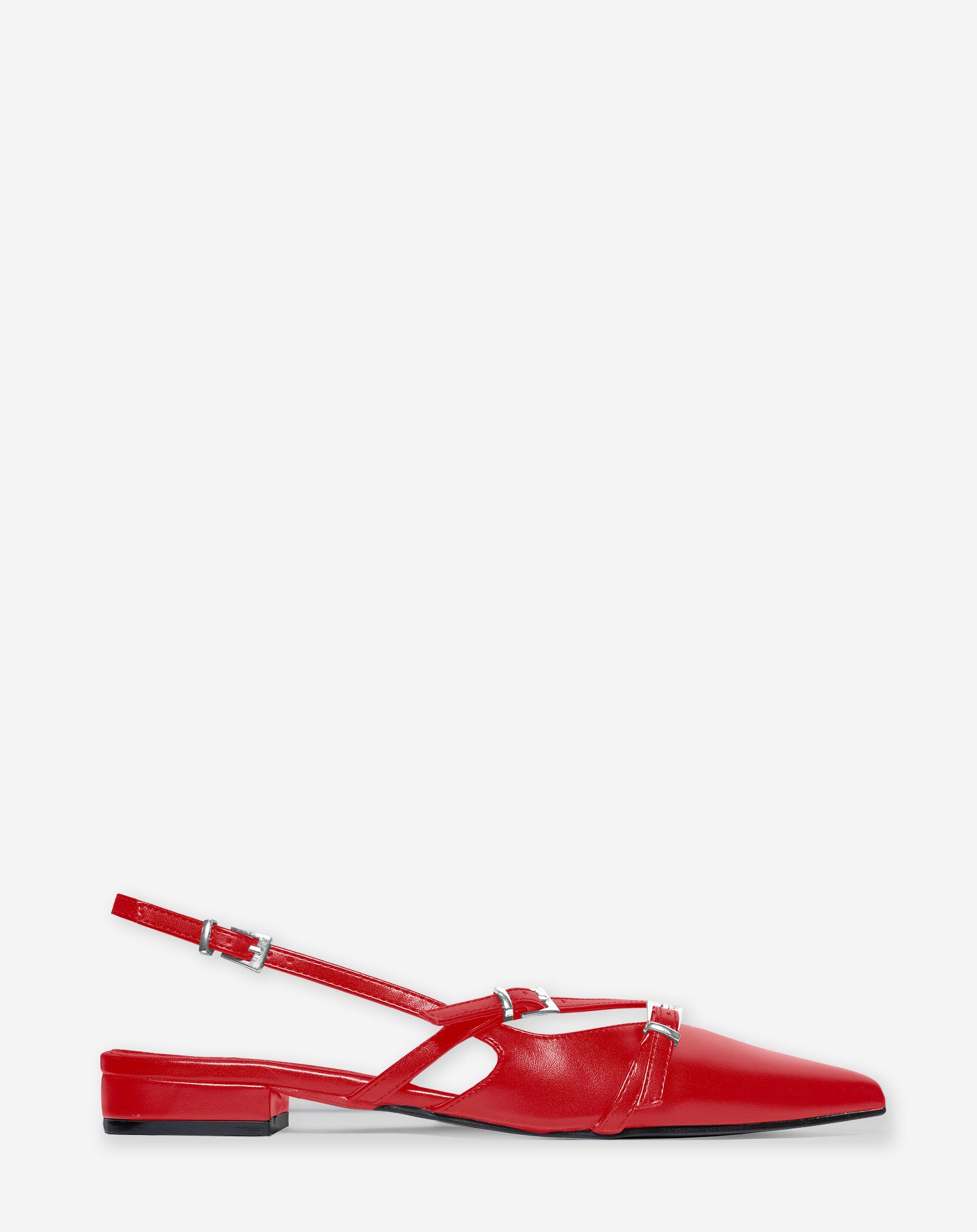 BUCKLE SLINGBACK FLATS RED