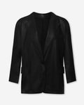 LINA FAUX LEATHER BLAZER ZWART
