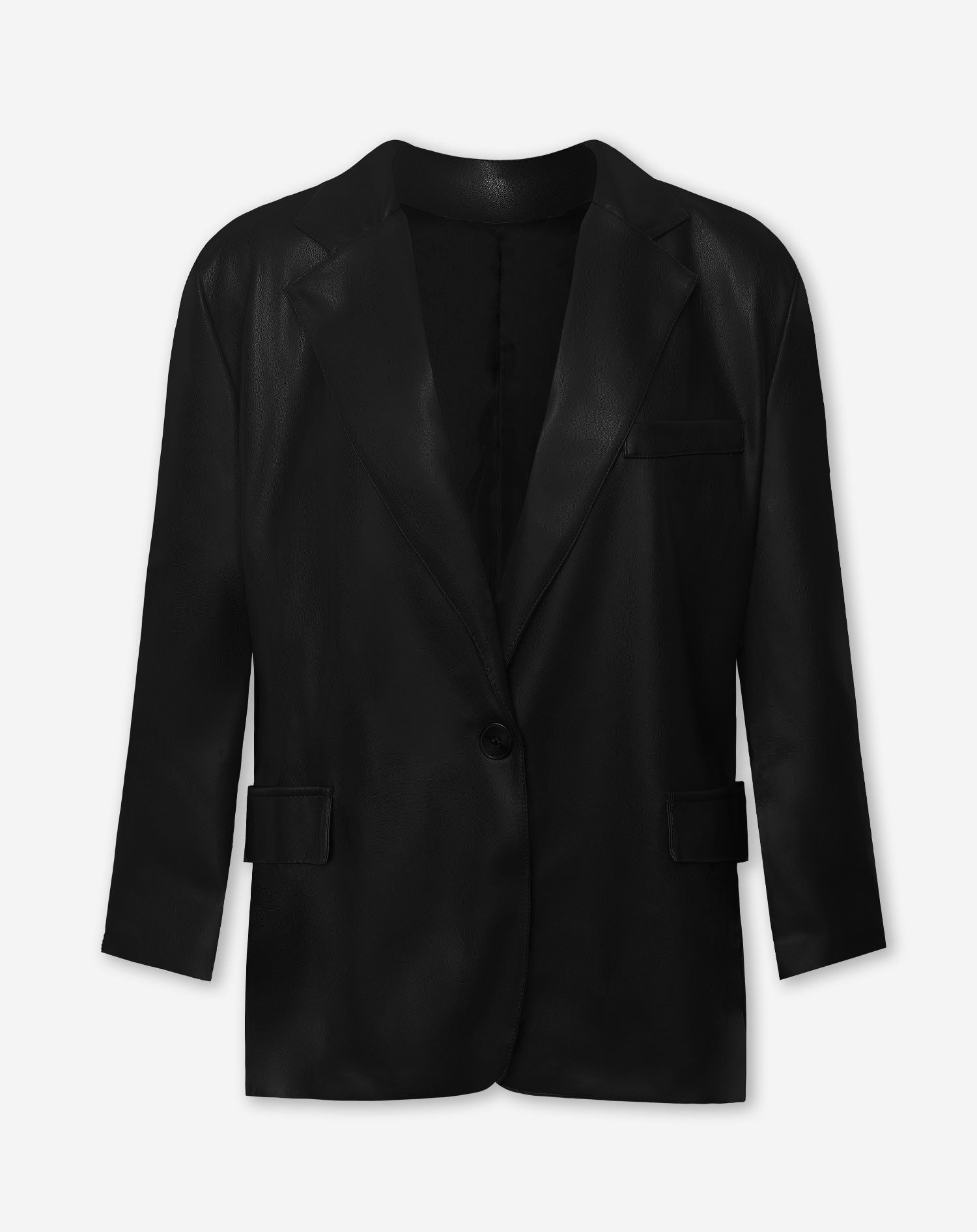 LINA FAUX LEATHER BLAZER BLACK