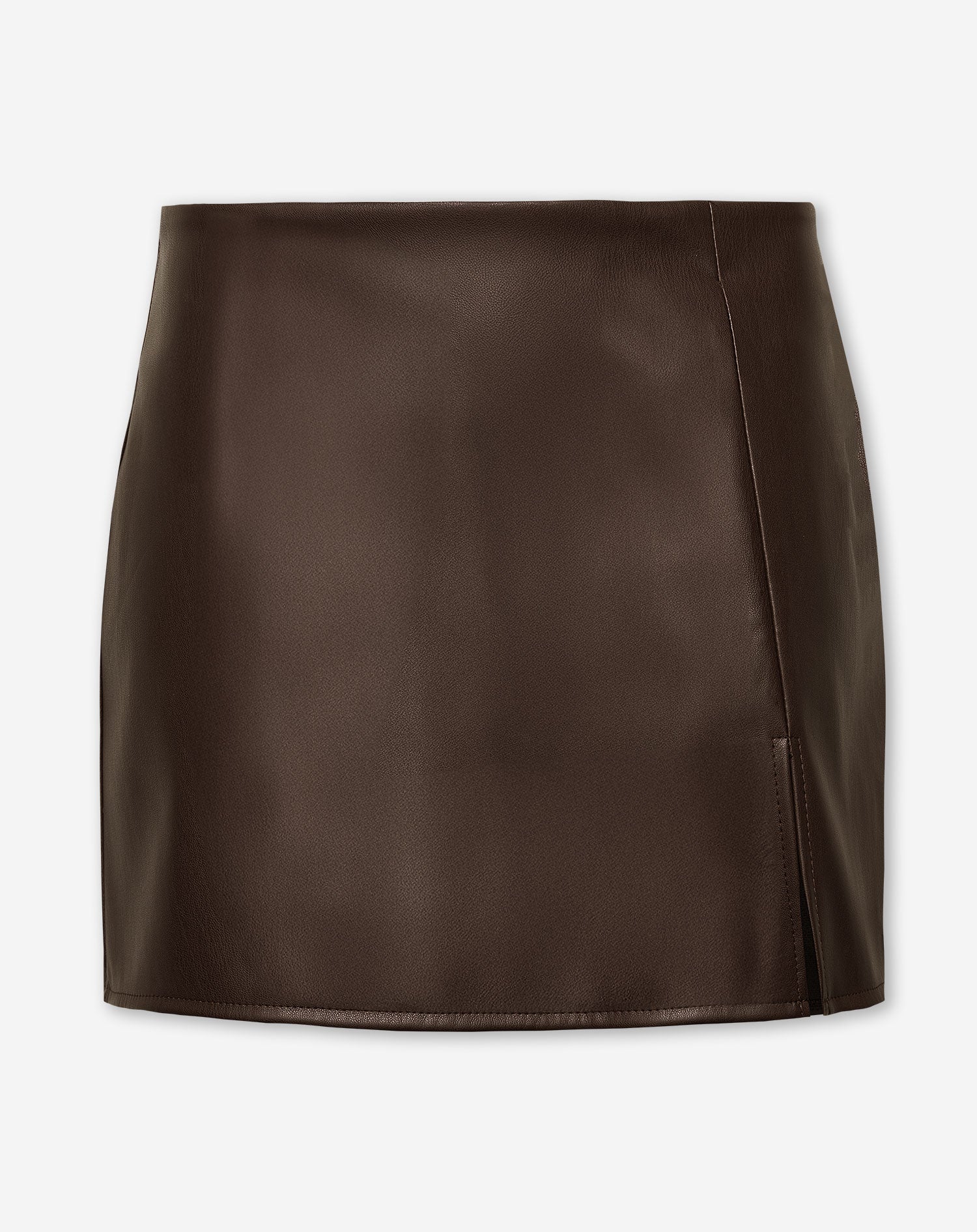 LINA FAUX LEATHER SKORT BROWN