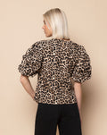 LEOPARD KNOTTED PUFF SLEEVE TOP BLACK