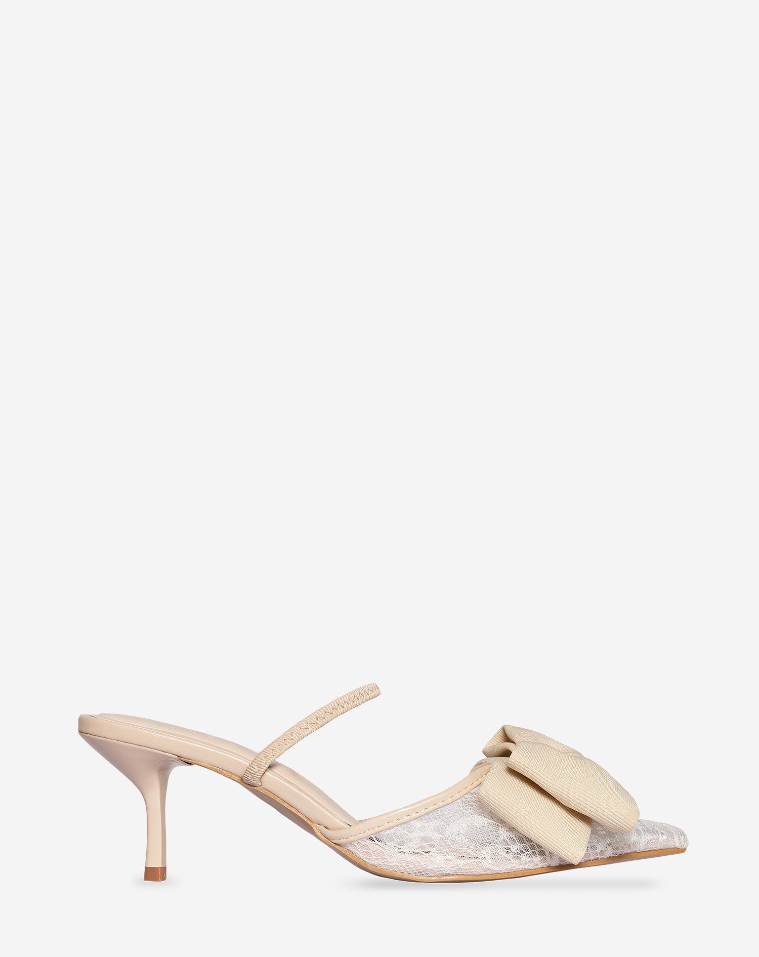 LACE BOW HEELS BEIGE