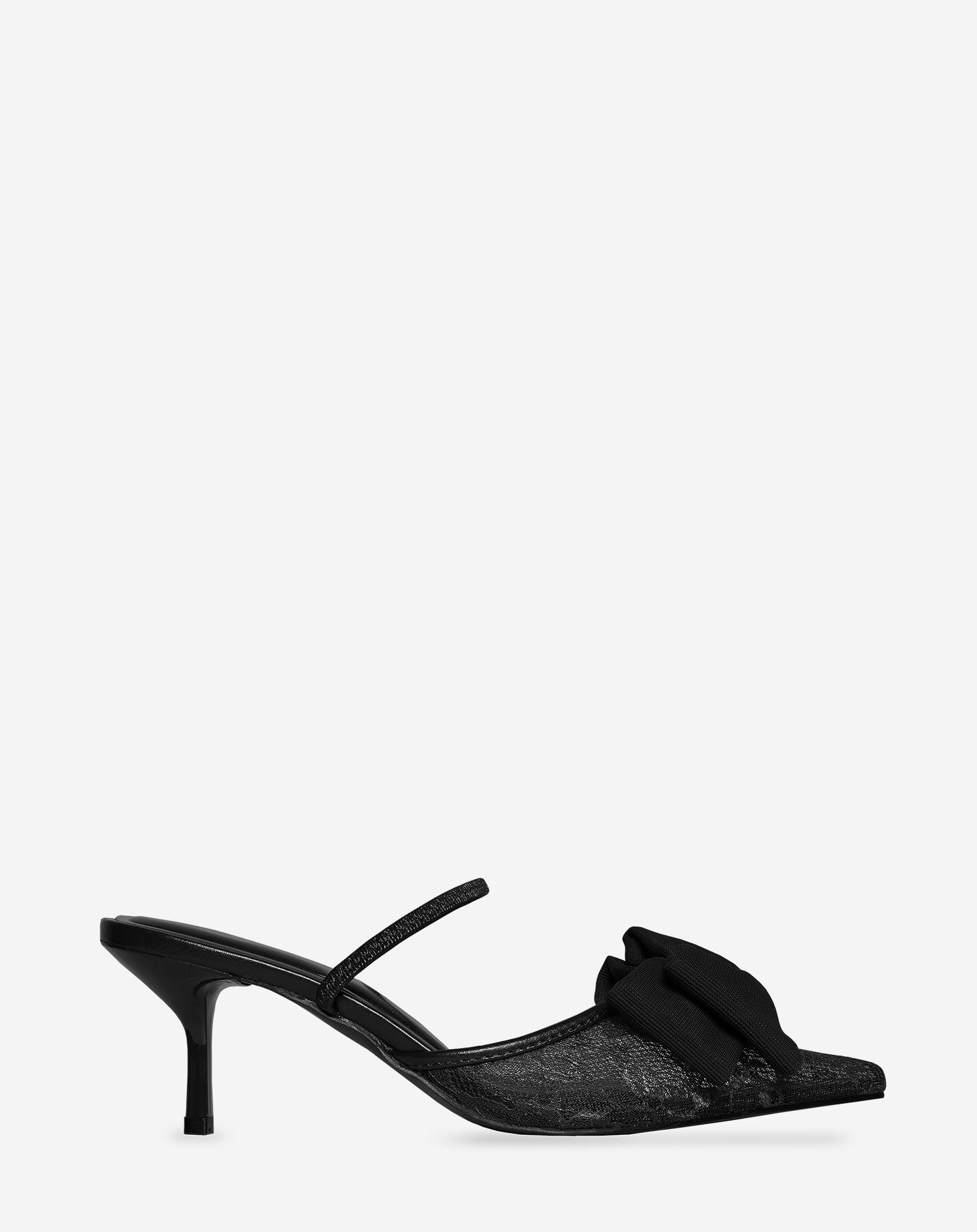 LACE BOW HEELS ZWART