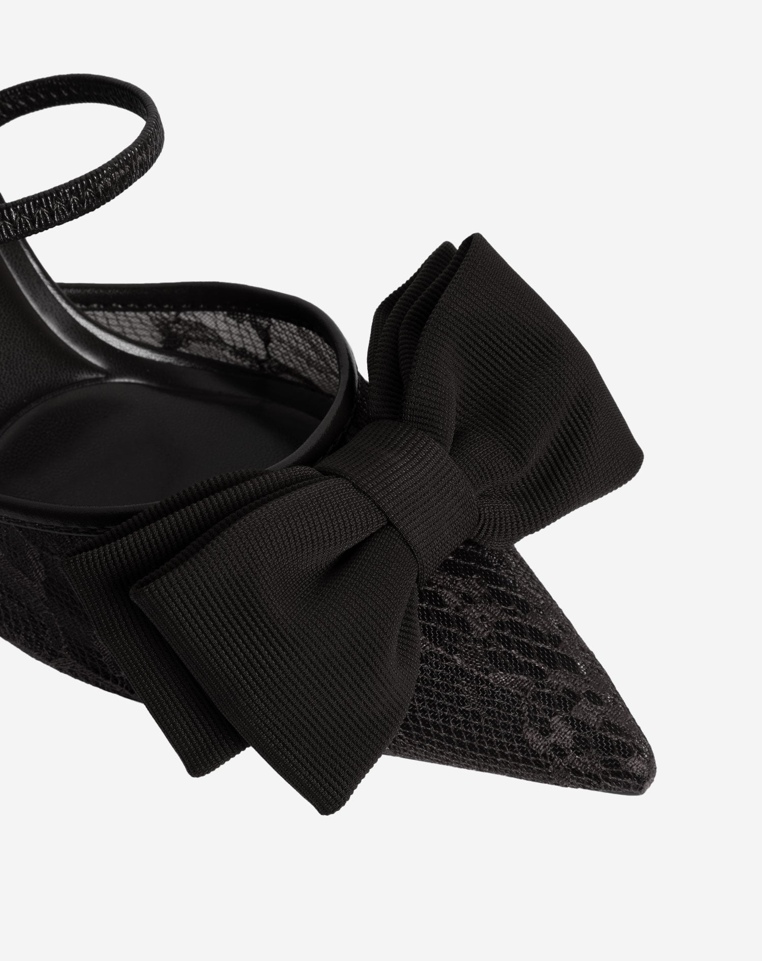 LACE BOW HEELS ZWART