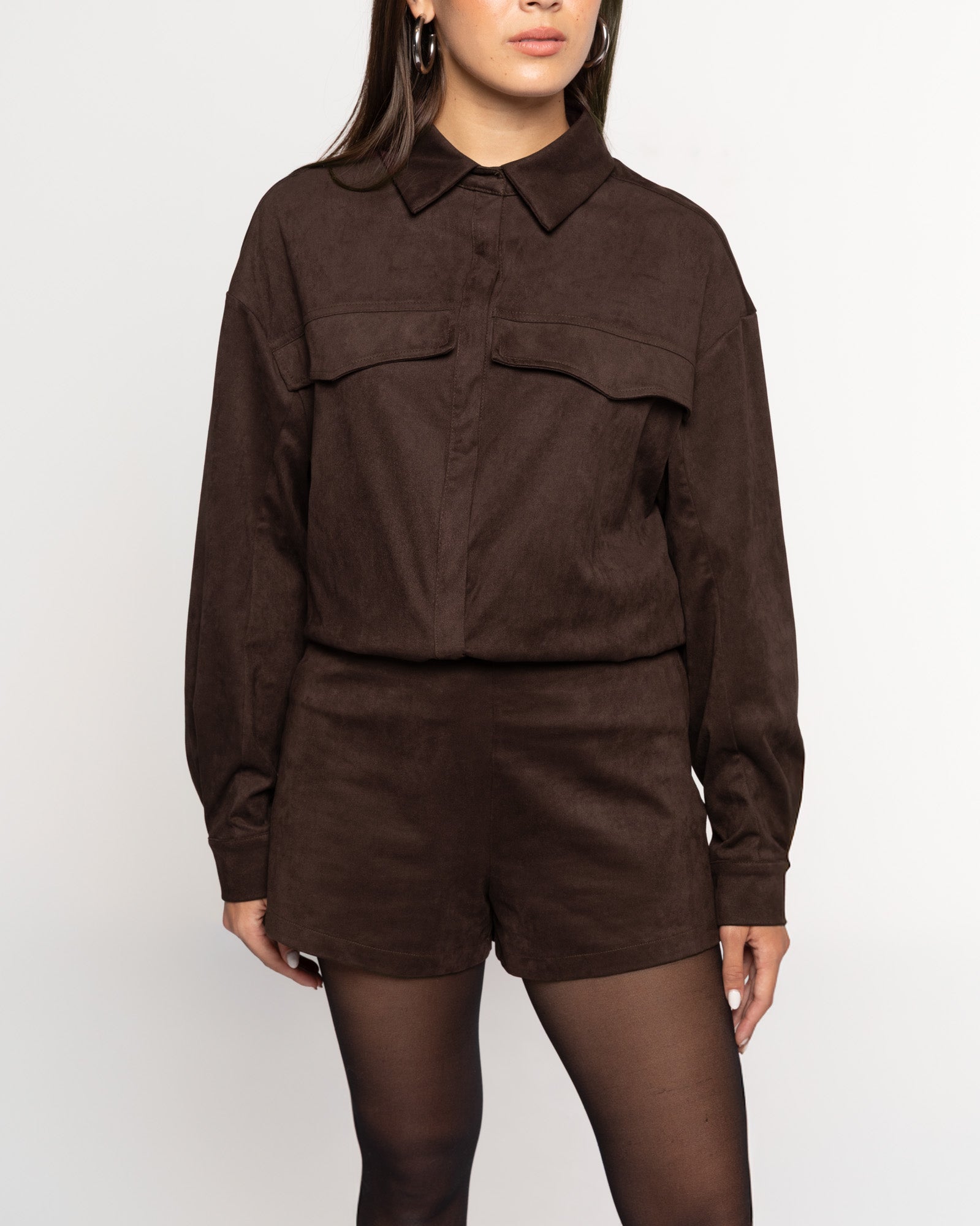 ROWAN SUEDE SHORTS DONKERBRUIN