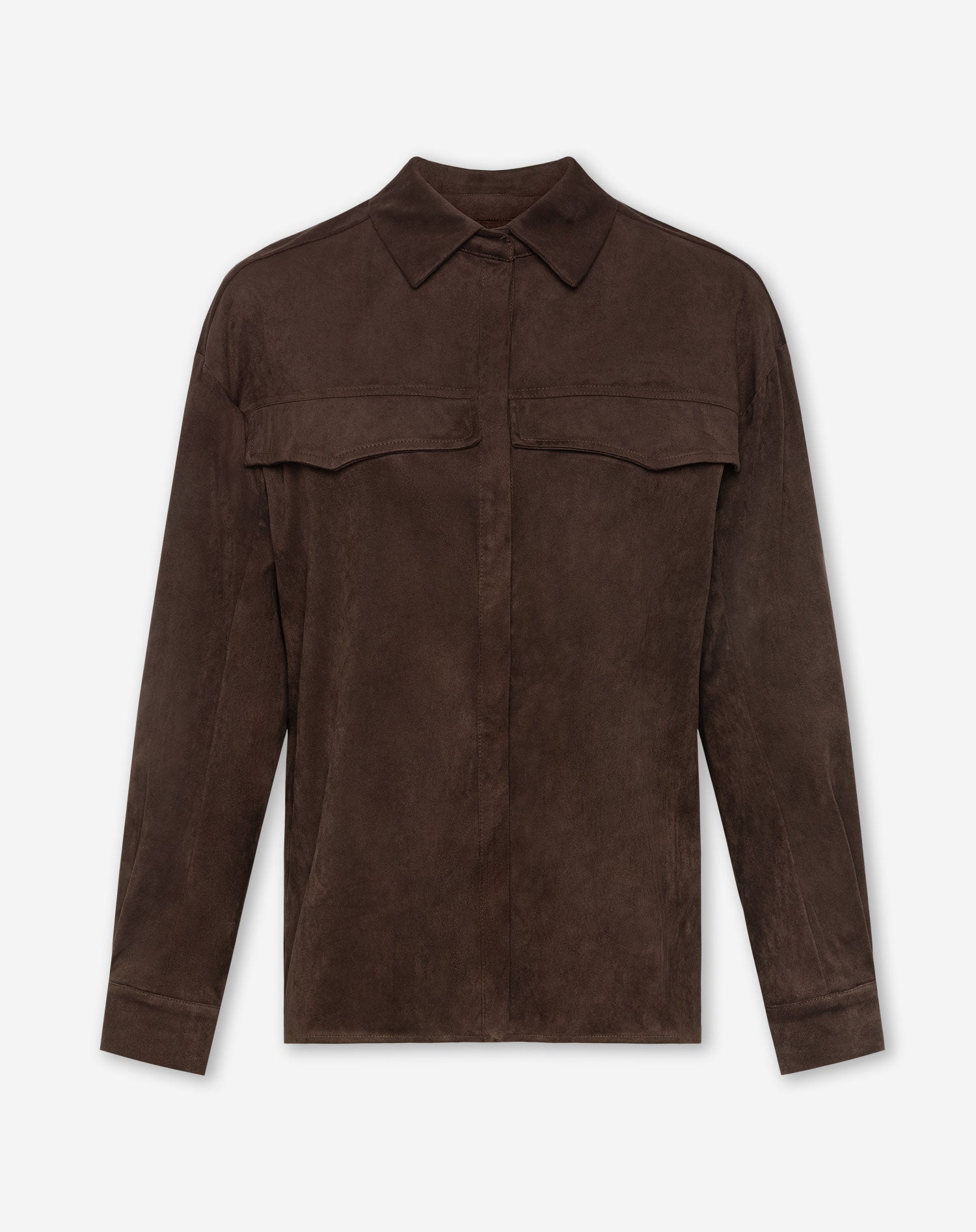 ROWAN SUEDE BLOUSE DONKERBRUIN