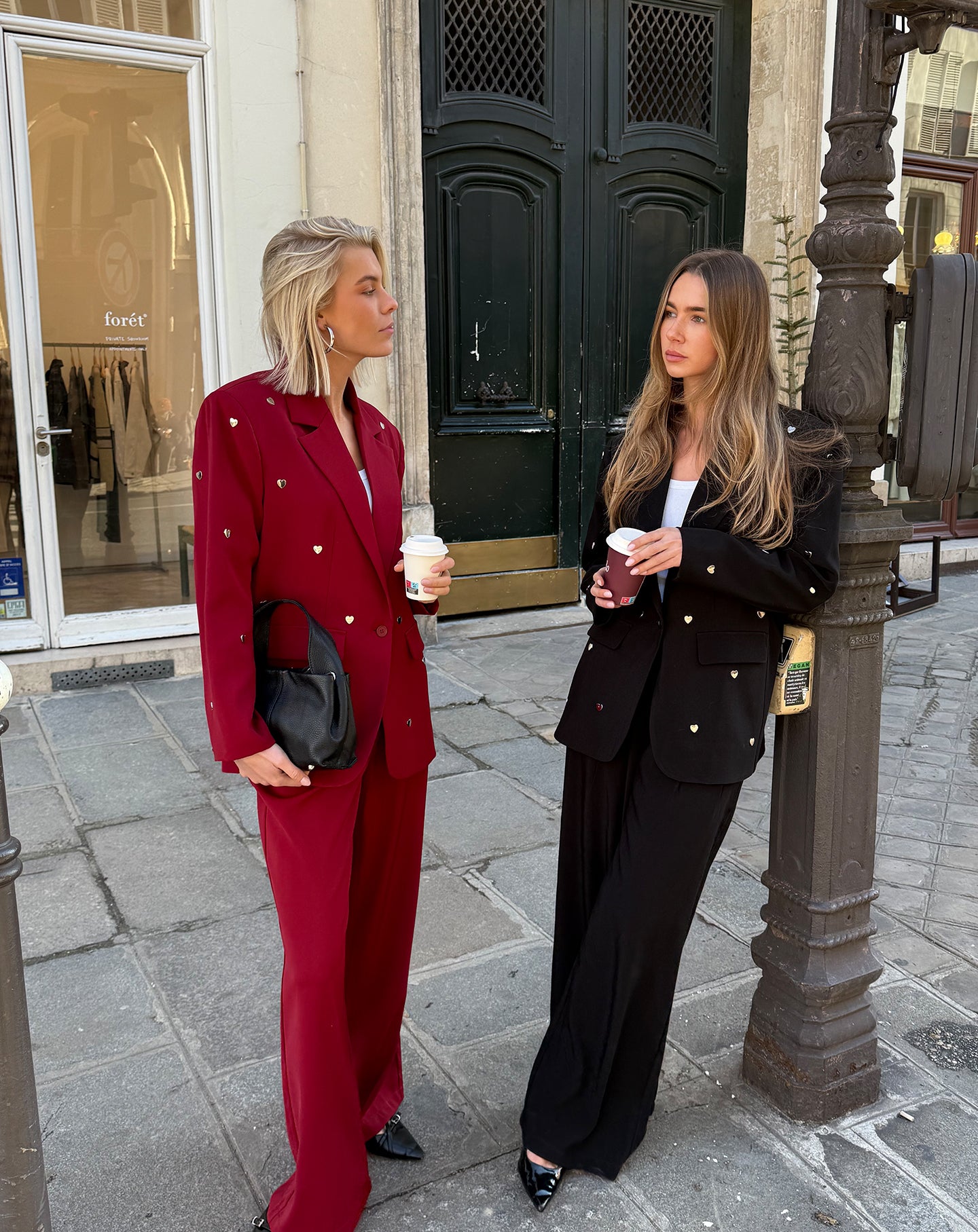 FLO WIDE LEG PLEAT PANTALON ZWART