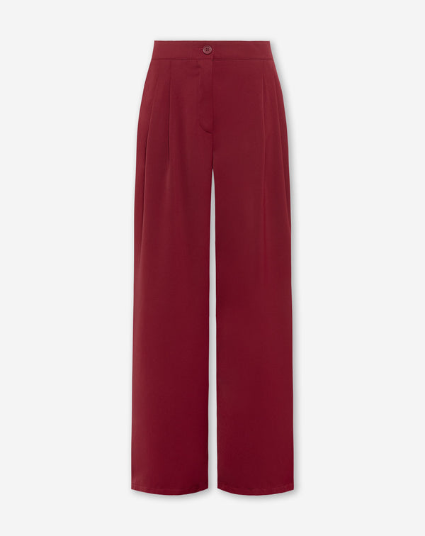 FLO WIDE LEG PLEAT PANTALON  BORDEAUX