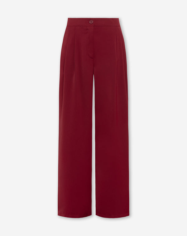 FLO WIDE LEG PLEAT PANTALON BORDEAUX