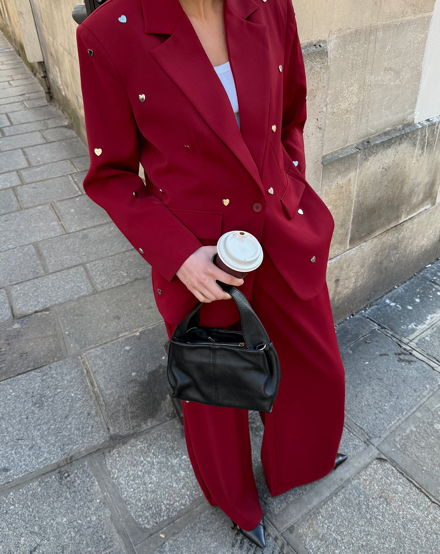 FLO WIDE LEG PLEAT PANTALON  BORDEAUX