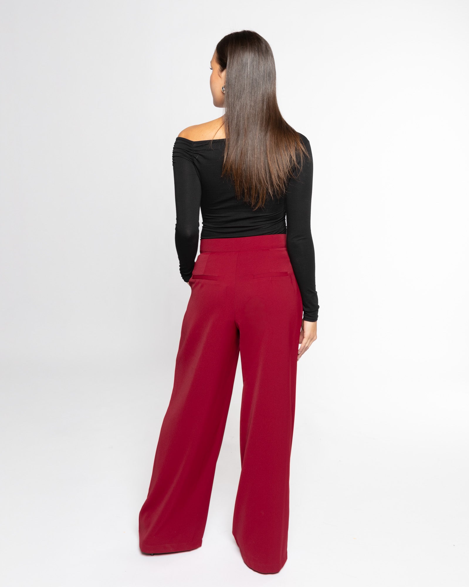 FLO WIDE LEG PLEAT PANTALON TALL BORDEAUX