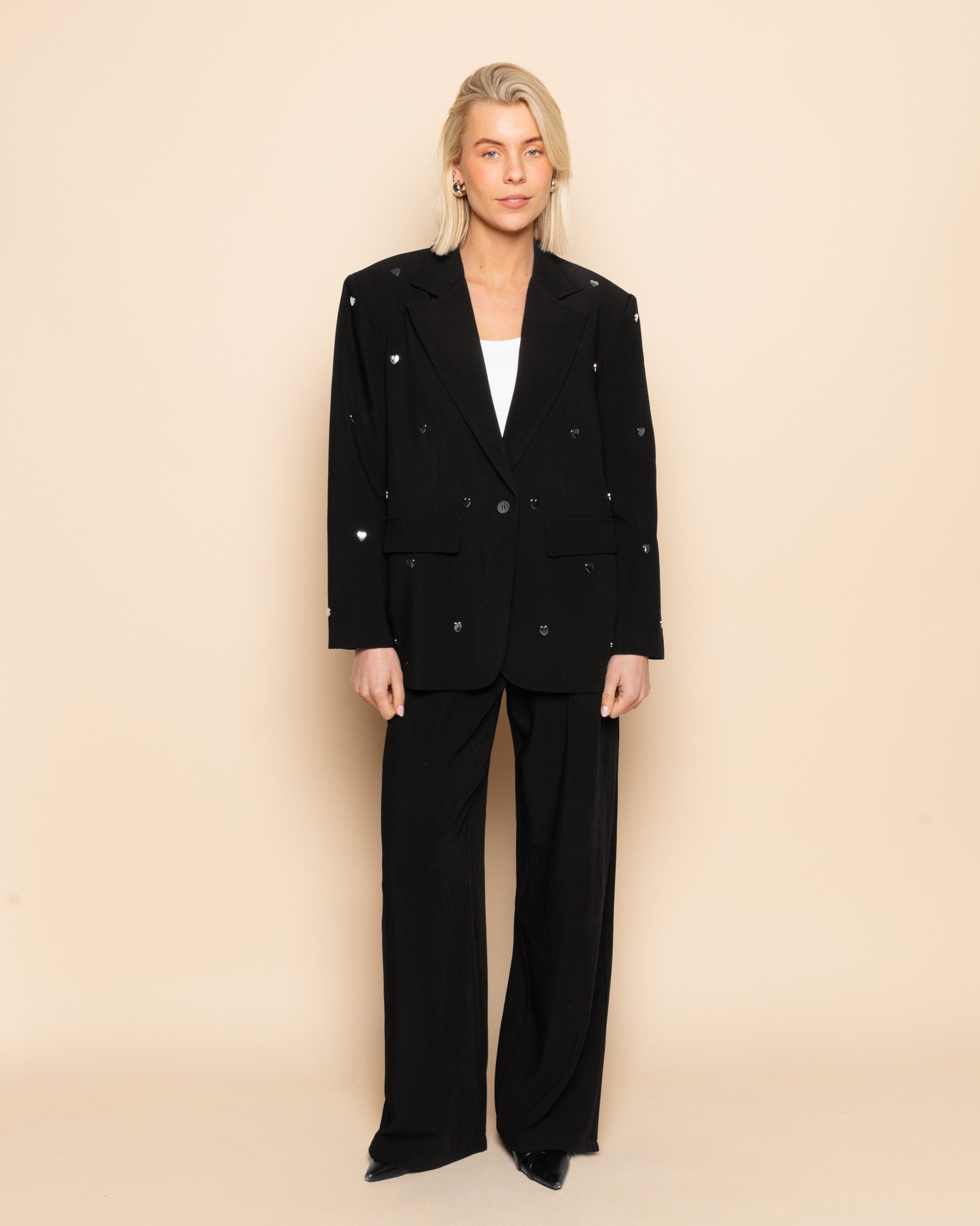 FLO HEART STUD BLAZER ZWART