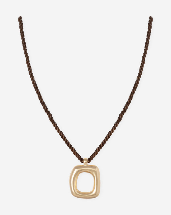 SQUARE CHARM CORD NECKLACE DONKERBRUIN