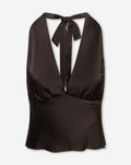 ELIZA SATIN HALTER TOP BRUIN