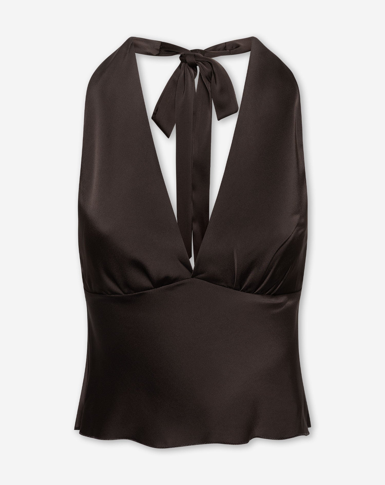 ELIZA SATIN HALTER TOP BRUIN
