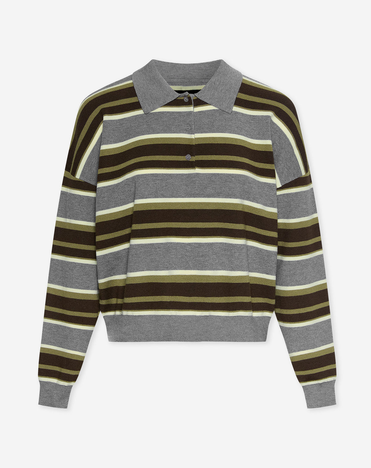 LIEKE POLO KNIT STRIPE OLIVE GREEN