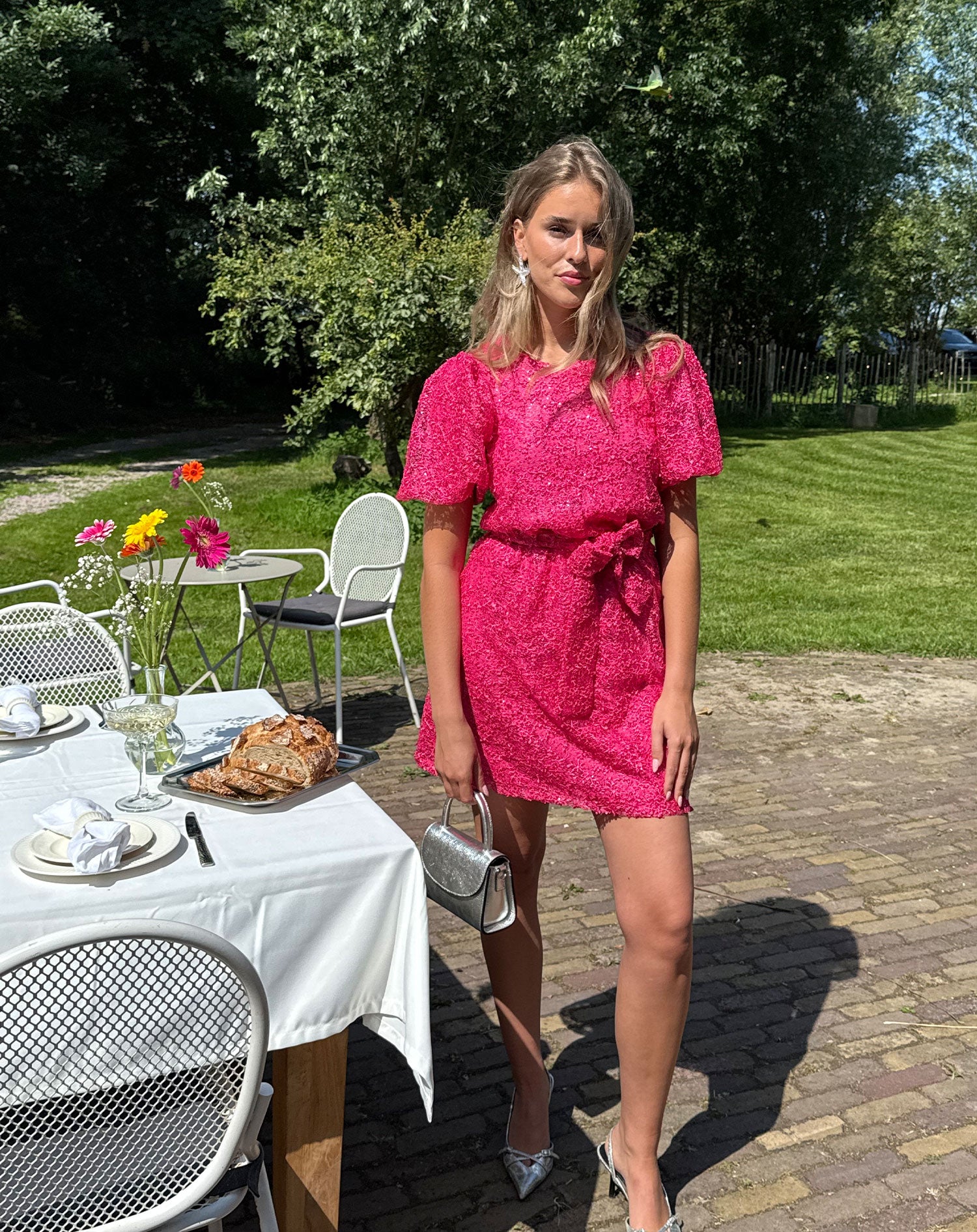 FLORINE GLITTER DRESS FUCHSIA