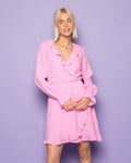 MOUSSELINE RUFFLE V-NECK WRAP DRESS HARD ROZE