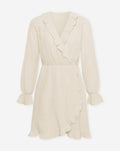 MOUSSELINE RUFFLE V-NECK WRAP DRESS ZAND