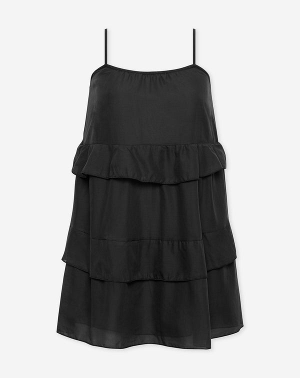 JACKY FLOWY RUFFLE DRESS ZWART