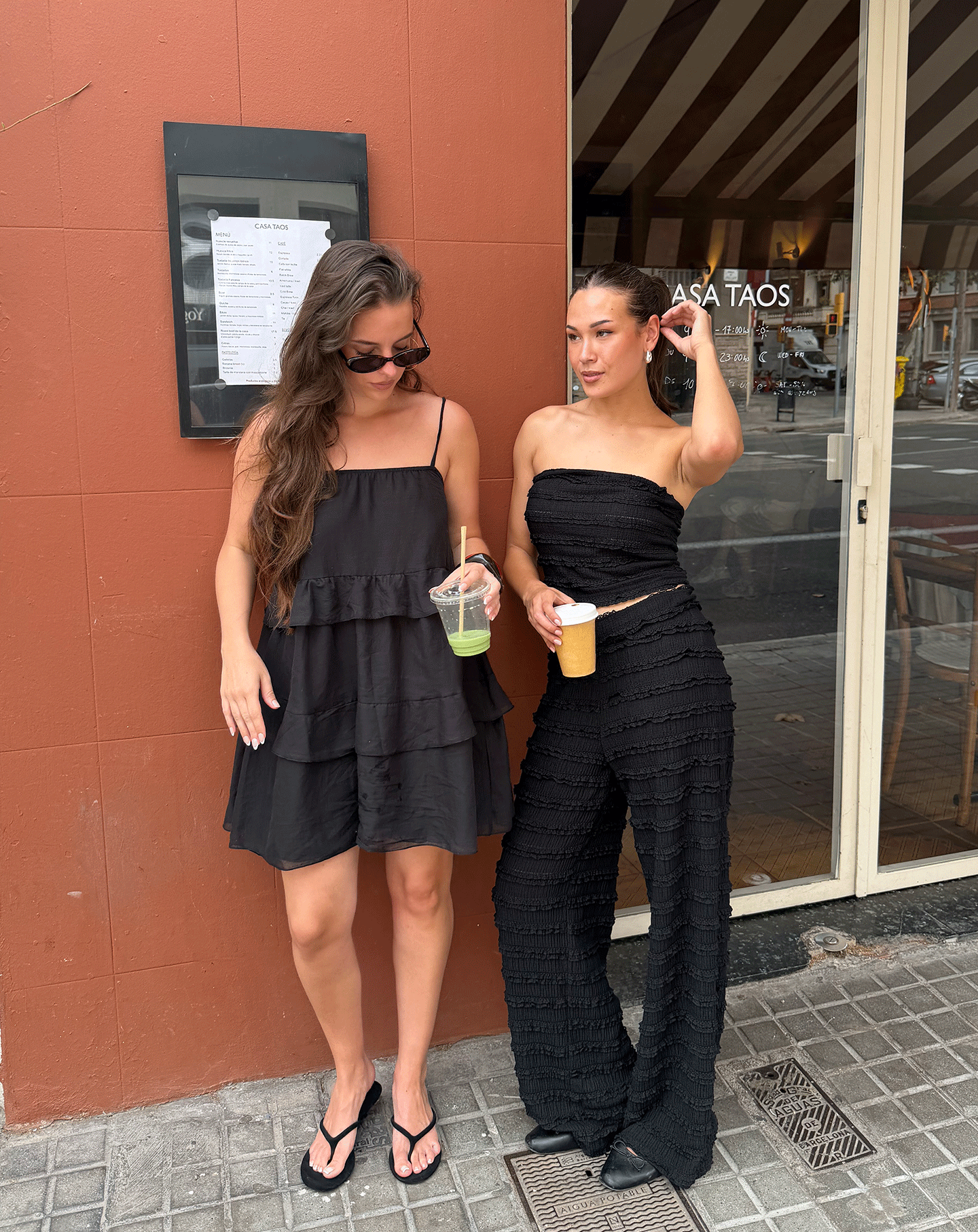 JACKY FLOWY RUFFLE DRESS ZWART