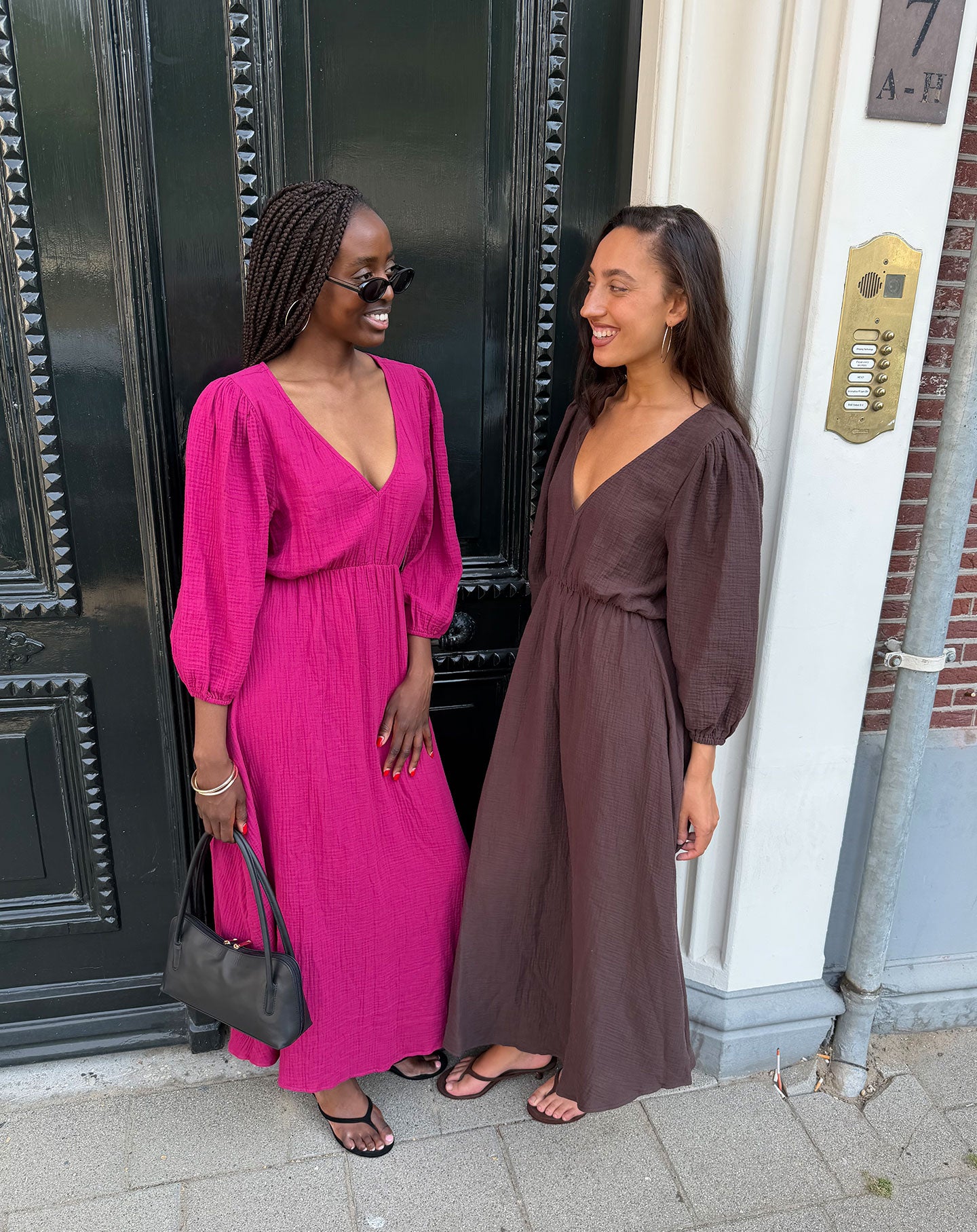 VEERLE MOUSSELINE MAXI DRESS BROWN