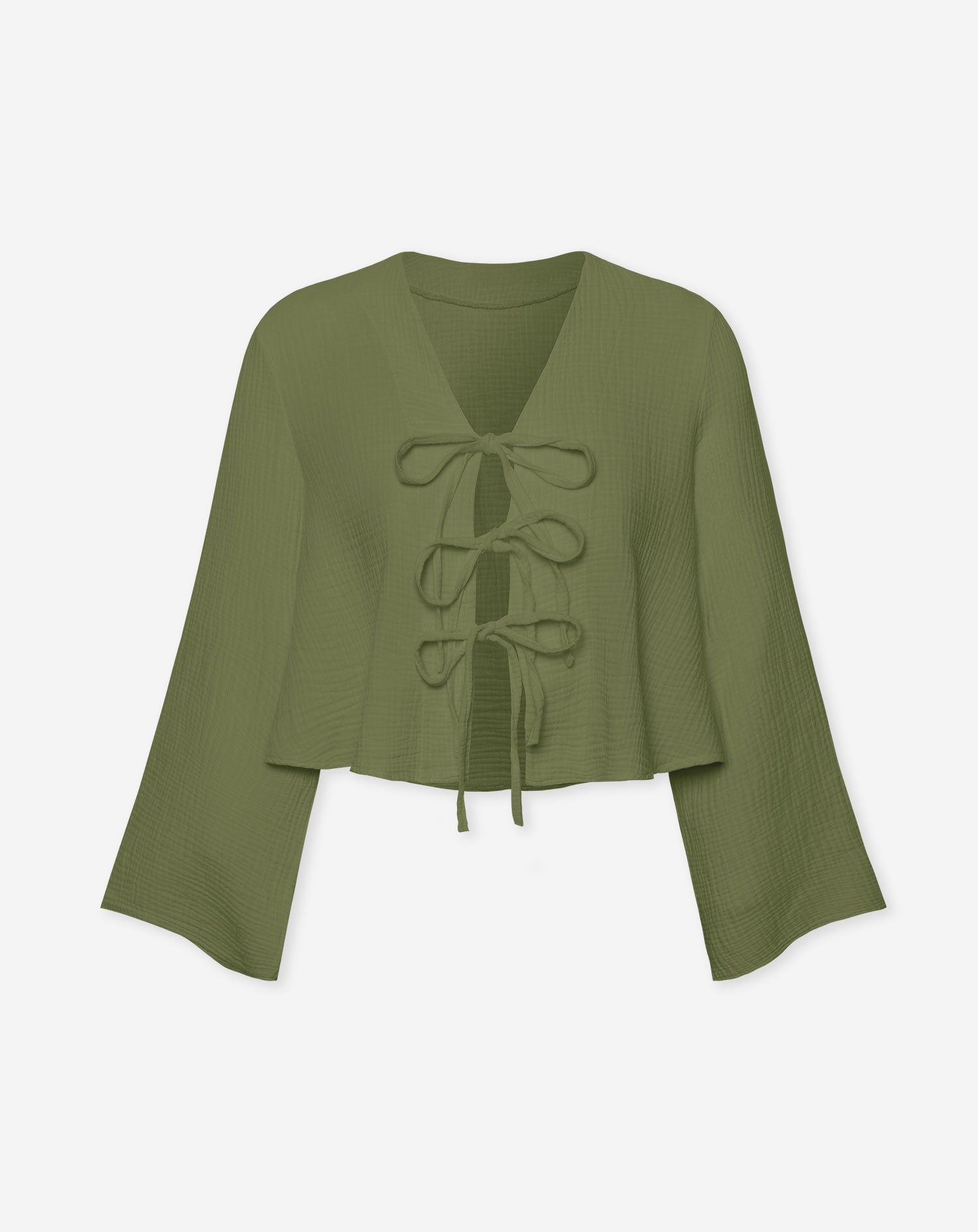 TARA MOUSSELINE TOP OLIJFGROEN