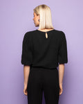 MOUSSELINE PUFF TOP ZWART