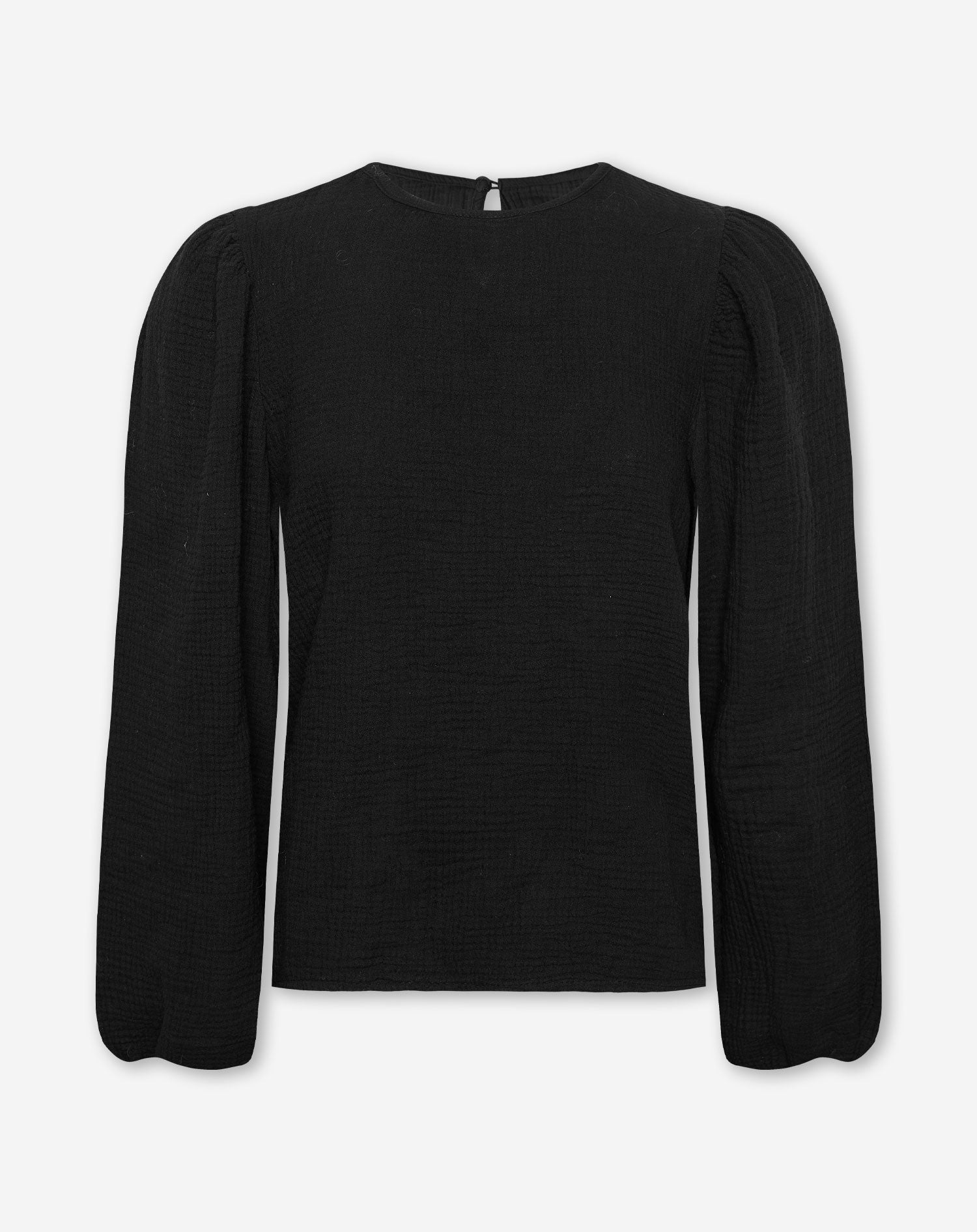 MOUSSELINE PUFF LONG SLEEVE TOP BLACK