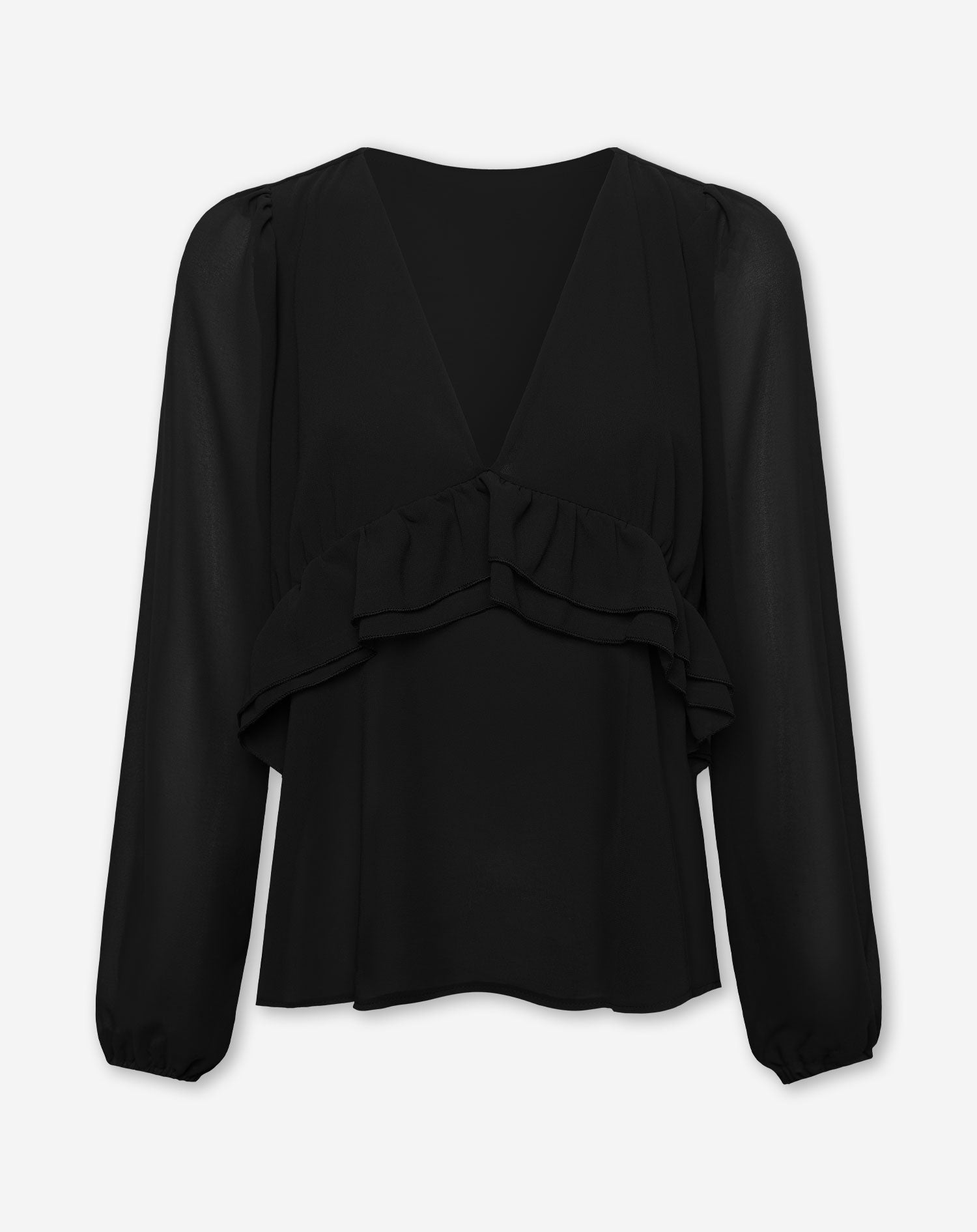 ILSE RUFFLE TOP ZWART