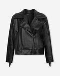 FAUX LEATHER FRINGE JACKET BLACK