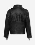 FAUX LEATHER FRINGE JACKET BLACK