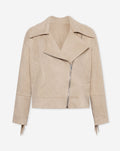 FAUX SUEDE FRINGE JACKET BEIGE
