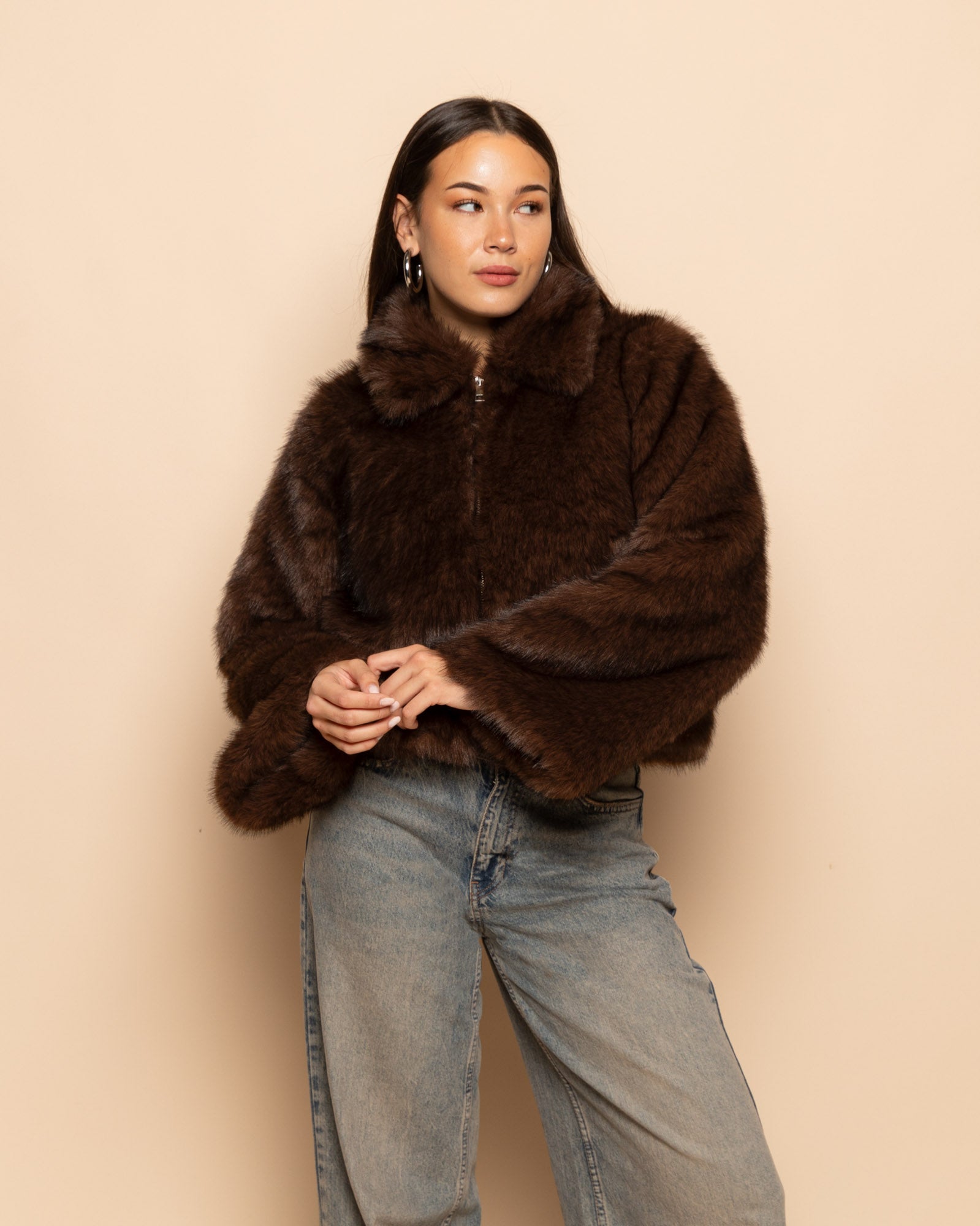 FAUX FUR SHORT COAT DONKERBRUIN